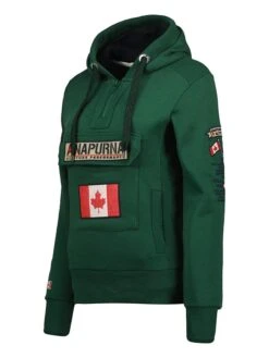 Hoodie "Gymana" In Dunkelgrün -Mode Damen anapurna hoodie gymana in dunkelgrun 2