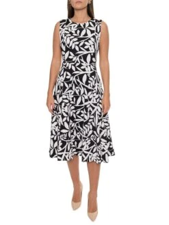 Calvin Klein Kleid In Schwarz/ Weiß