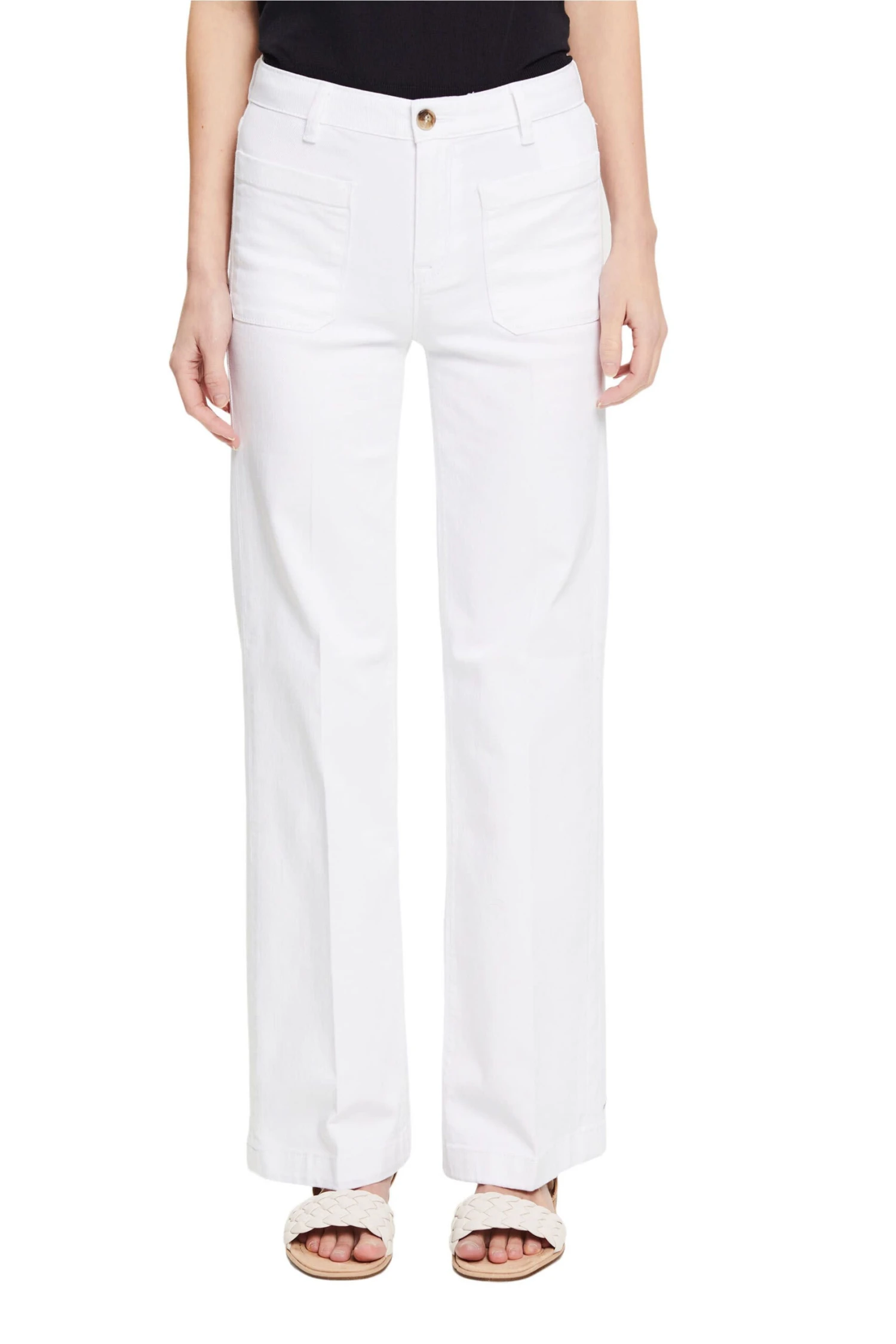 ESPRIT Schlaghose Mit Aufgesetzten Taschen White 4 ESPRIT Schlaghose Mit Aufgesetzten Taschen White – Bild 2