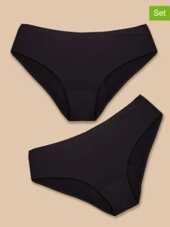 2er-Set: Periodenslips In Schwarz