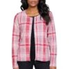 Sweatjacke Karo Rundhals Flauschsweat In Rosa -Mode Damen gina laura sweatjacke karo rundhals flauschsweat in rosa