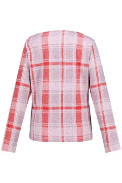 Sweatjacke Karo Rundhals Flauschsweat In Rosa -Mode Damen gina laura sweatjacke karo rundhals flauschsweat in rosa 3