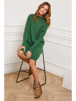 Strickkleid "Doumbia" In Grün -Mode Damen josefine strickkleid doumbia in grun 3