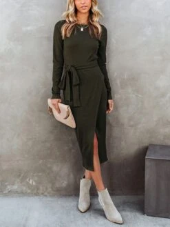 Kleid In Oliv -Mode Damen milan kiss kleid in oliv 1