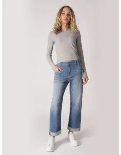 Wide-Leg-Jeans Nairobi In Morning Blue -Mode Damen miracle of denim wide leg jeans nairobi in morning blue 5