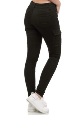 Denim Cargo Jeans Hose Stretch Treggings Röhrenjeans In Schwarz -Mode Damen miss rj denim cargo jeans hose stretch treggings rohrenjeans in schwarz 4