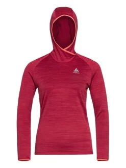 Odlo Fleecepullover "Run Easy Warm" In Rot -Mode Damen odlo fleecepullover run easy warm in rot 2