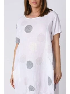 Leinen-Kleid "Lea" In Weiß -Mode Damen plus size company leinen kleid lea in weiss 4