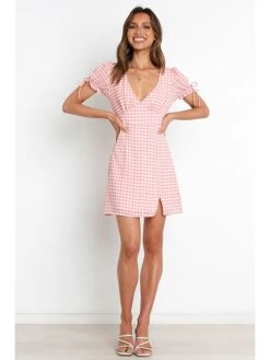 Kleid In Rosa/ Weiß 10 Kleid In Rosa/ Weiß -Mode Damen pretty summer kleid in rosa weiss 1