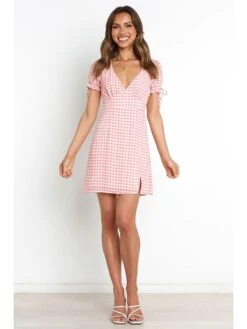 Kleid In Rosa/ Weiß 11 Kleid In Rosa/ Weiß -Mode Damen pretty summer kleid in rosa weiss 2