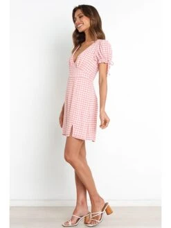 Kleid In Rosa/ Weiß 14 Kleid In Rosa/ Weiß -Mode Damen pretty summer kleid in rosa weiss 5