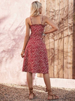 Kleid In Rot/ Weiß -Mode Damen pretty summer kleid in rot weiss 5