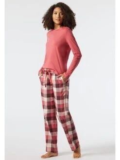 Schiesser Pyjama-Hose In Beere/ Schwarz -Mode Damen schiesser pyjama hose in beere schwarz 2