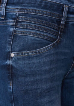 STREET ONE Slim Fit Jeans Deep Indigo Used Wash -Mode Damen street one slim fit jeans deep indigo used wash 4