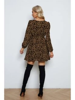 Kleid In Braun/ Schwarz -Mode Damen tina kleid in braun schwarz 1