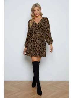 Kleid In Braun/ Schwarz -Mode Damen tina kleid in braun schwarz 3