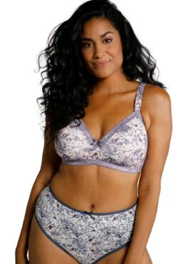 Ulla Popken Bralette Ohne Bügel Softcups Spitze C/D-Cupd In Lila