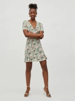 Vila Kleid "Eva" In Grün -Mode Damen vila kleid eva in grun 2